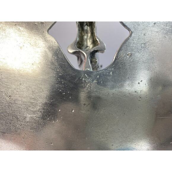 Antique Art Nouveau Pewter Fairy with Dove Lily Pads Sculpture Centerpiece Tray - Picture 10 of 12